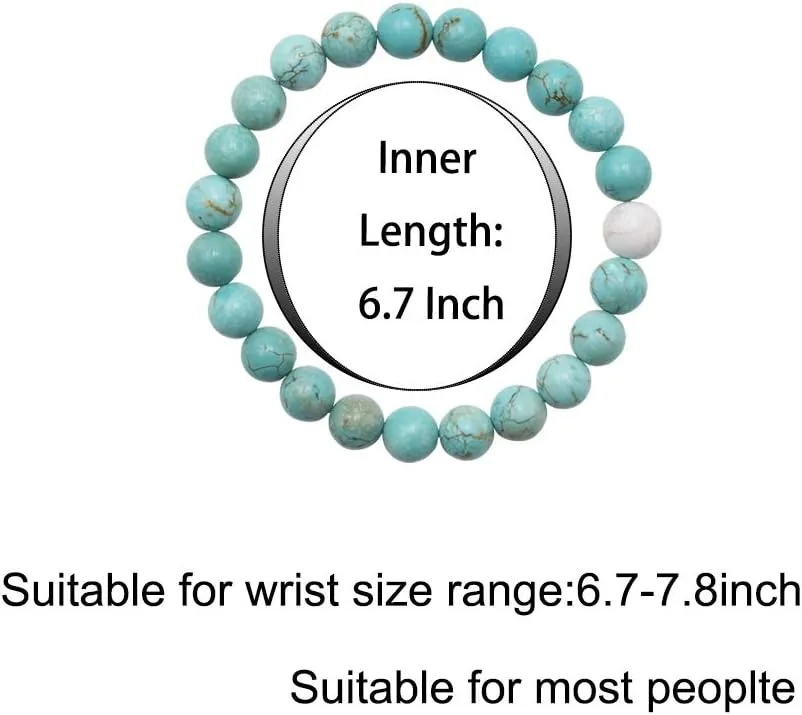 Byson 2 Pcs Couple Distance Relationship Bracelets Black Matte Agate & White Howlite Energy Beads Stone Ying Yang Balance Bracelet Banglet for Lovers Touch Bracelets Long Distance Relationship