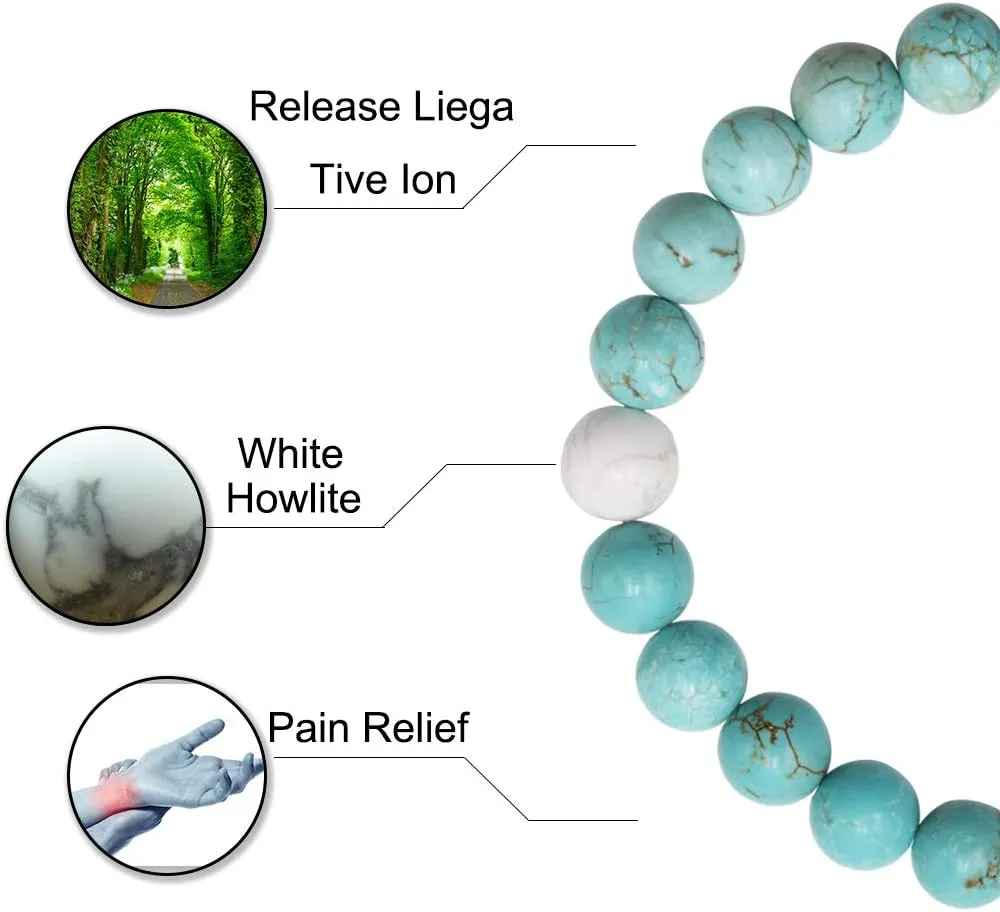Byson 2 Pcs Couple Distance Relationship Bracelets Black Matte Agate & White Howlite Energy Beads Stone Ying Yang Balance Bracelet Banglet for Lovers Touch Bracelets Long Distance Relationship