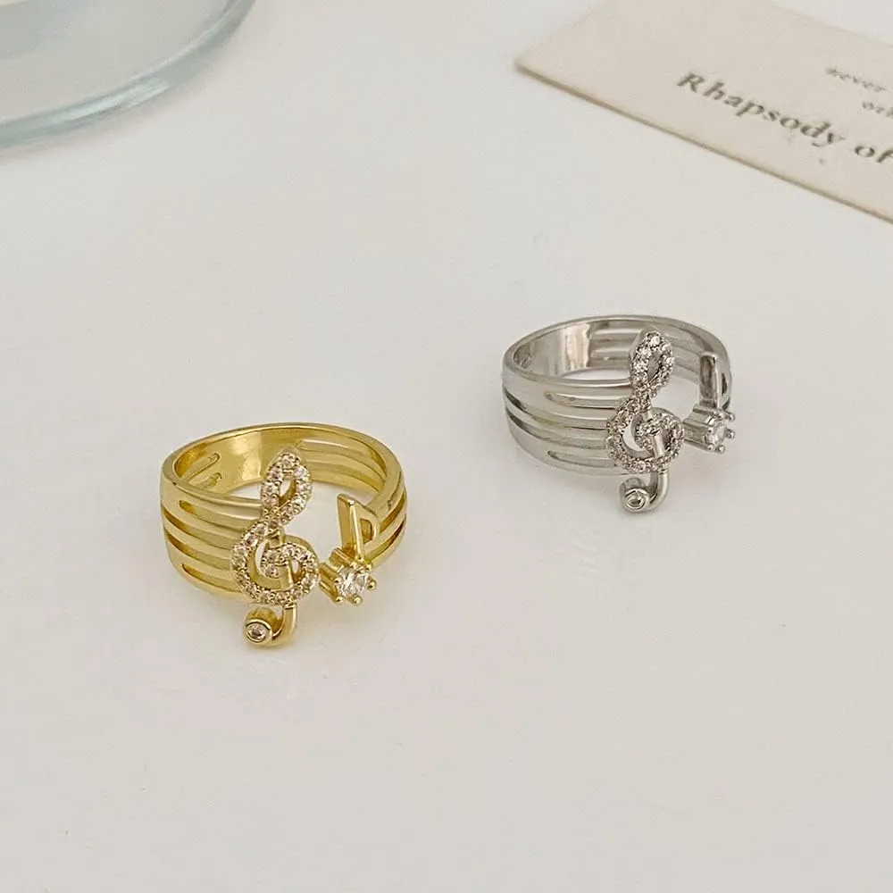 Caiyao Music Note ring for Women Musical Note Adjustable Rings rings Lover Musican Gifts