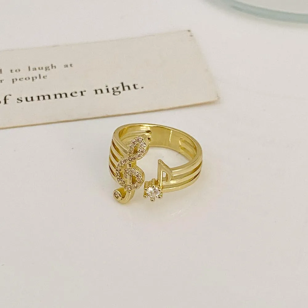 Caiyao Music Note ring for Women Musical Note Adjustable Rings rings Lover Musican Gifts