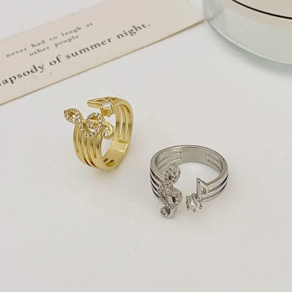 Caiyao Music Note ring for Women Musical Note Adjustable Rings rings Lover Musican Gifts