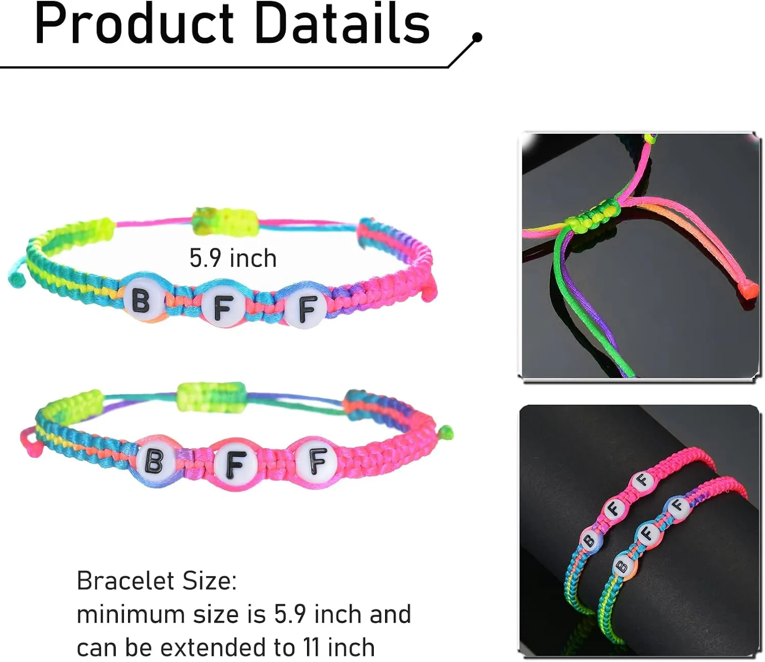 CaleesLLC Best Friend Bracelets Handmade Braided Rope Adjustable Friendship Bracelets Mutual Attraction Long Distance Inspirational Gift for Girls Couples Graduation Day Christmas Day