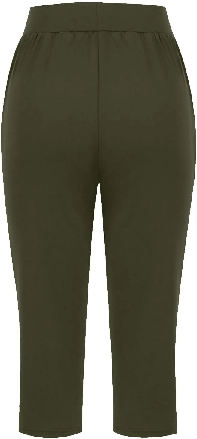 Capris Pants for Women Summer Casual Workout Capri Yoga Pants Straight Leg Exercise 2025 Yoga Pants with Pockets