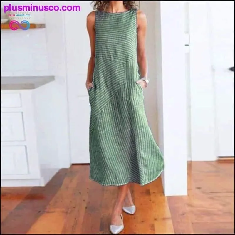 Casual Maxi Dress Sleeveless Linen Women Long Summer Dress