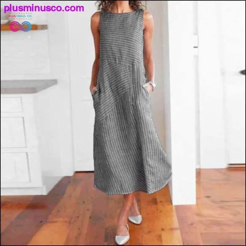 Casual Maxi Dress Sleeveless Linen Women Long Summer Dress