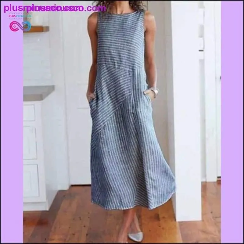 Casual Maxi Dress Sleeveless Linen Women Long Summer Dress