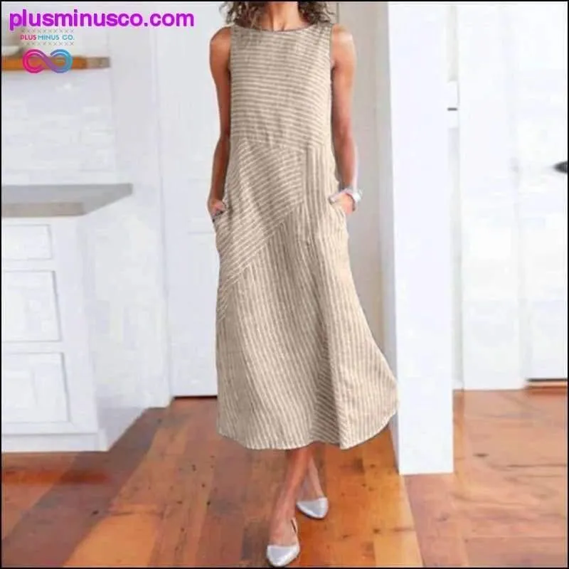 Casual Maxi Dress Sleeveless Linen Women Long Summer Dress
