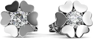 Cate & Chloe Khloe Heart Stud Earrings, 18k White Gold Plated Studs with Unique Heart Halo, Stud Earring Set with Round Cut Solitaire Crystal, Wedding Anniversary Jewelry
