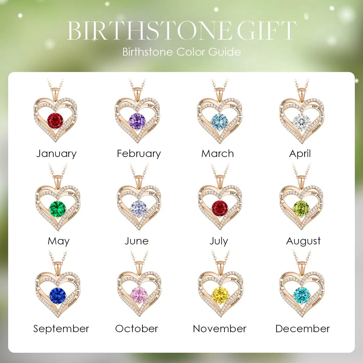 CDE Forever Love Heart Necklaces for Women, Wedding Anniversary, Birthday Mothers Day Gifts for Mom, Mother, Wife, Girlfriend, S925 Silver Jewelry with Birthstone Pendant