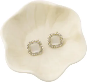 Ceramic Trinket Dish, Ring Tray, Decorative Jewelry Dish for Earrings Necklaces Watch Keys for Women (yellow leaf)