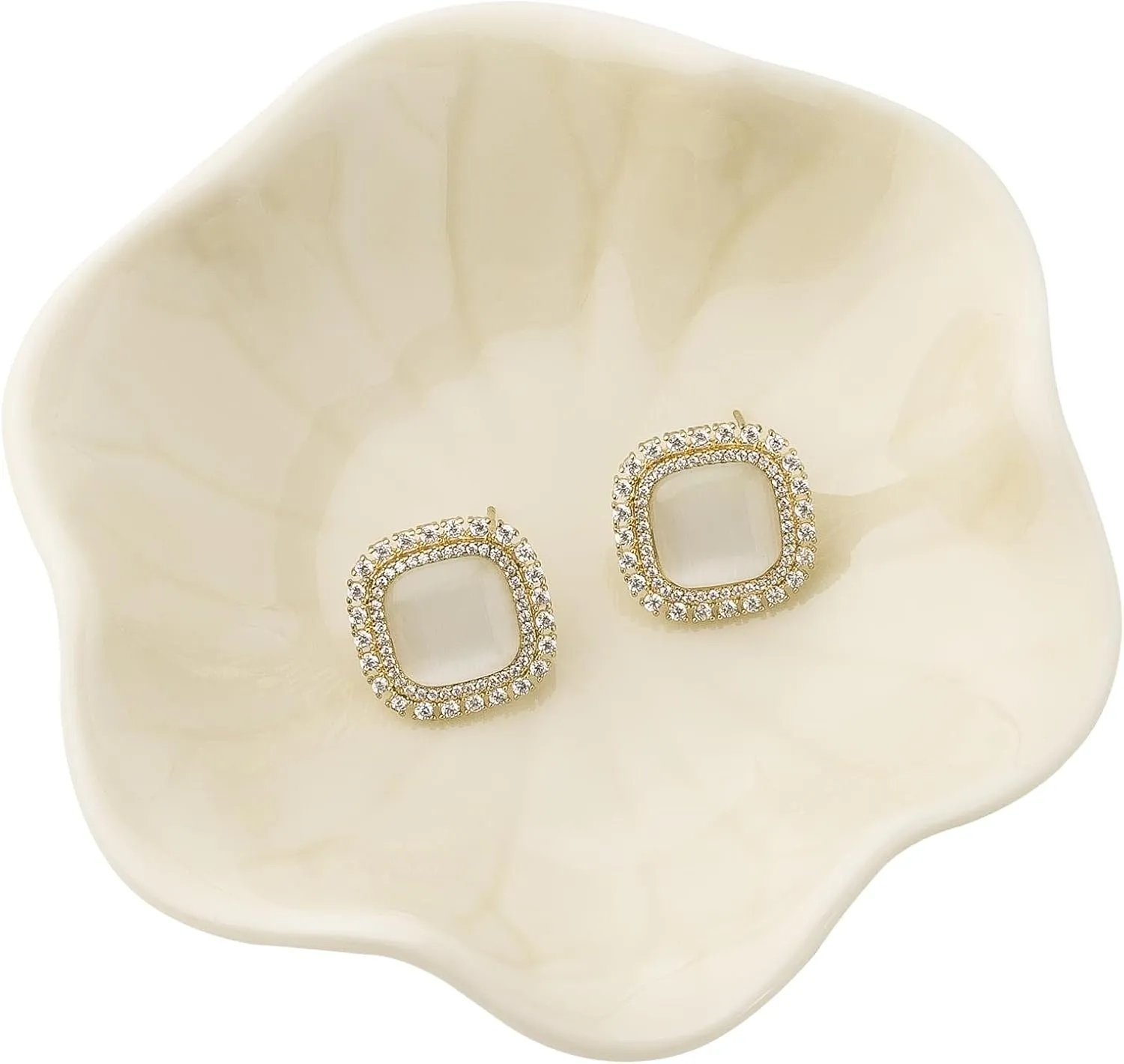 Ceramic Trinket Dish, Ring Tray, Decorative Jewelry Dish for Earrings Necklaces Watch Keys for Women (yellow leaf)