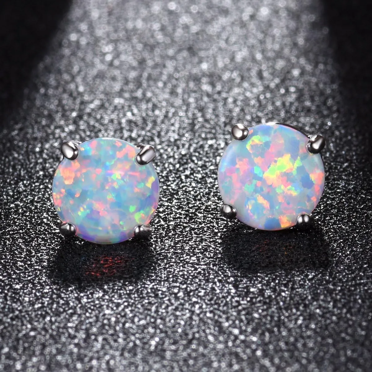 CERSLIMO Multi Colors fire Opal Stud Earrings Birthstone Earrings For Women 8mm