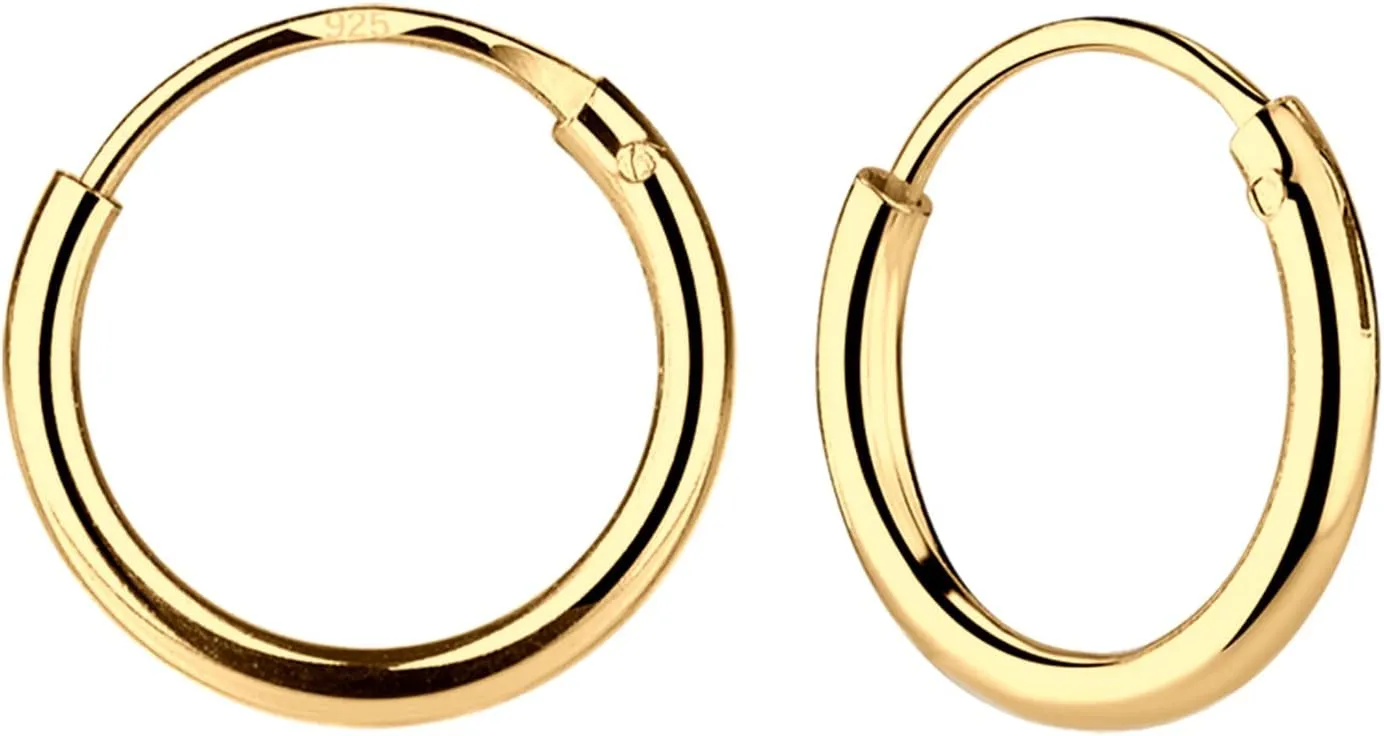Cherished Moments Sterling Silver and 14K Gold Plated 10mm Hoop Earrings