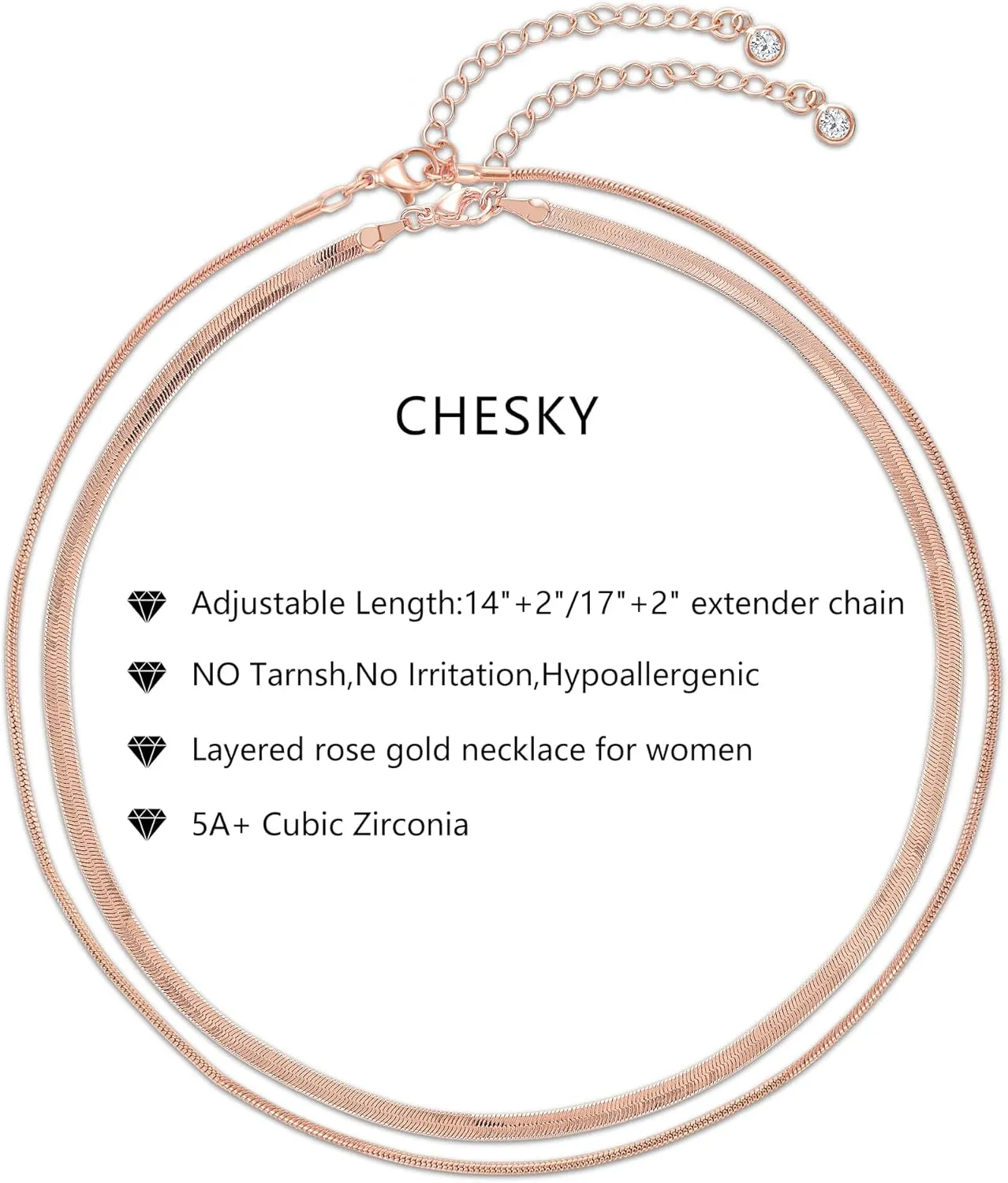 CHESKY 14K Gold/Silver Plated Snake Chain Necklace Herringbone Necklace Gold Choker Necklaces for Women Gifts Jewelry 1.5/3/5MM(W) 14"/16"(L)