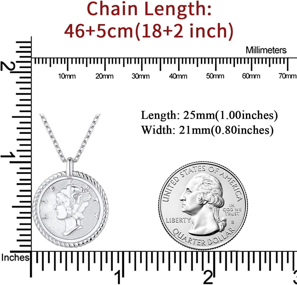 ChicSilver Coin Necklace Sterling Silver Vintage Round Circle Disc Dainty Coin Pendant Necklaces for Women (with Gift Box)