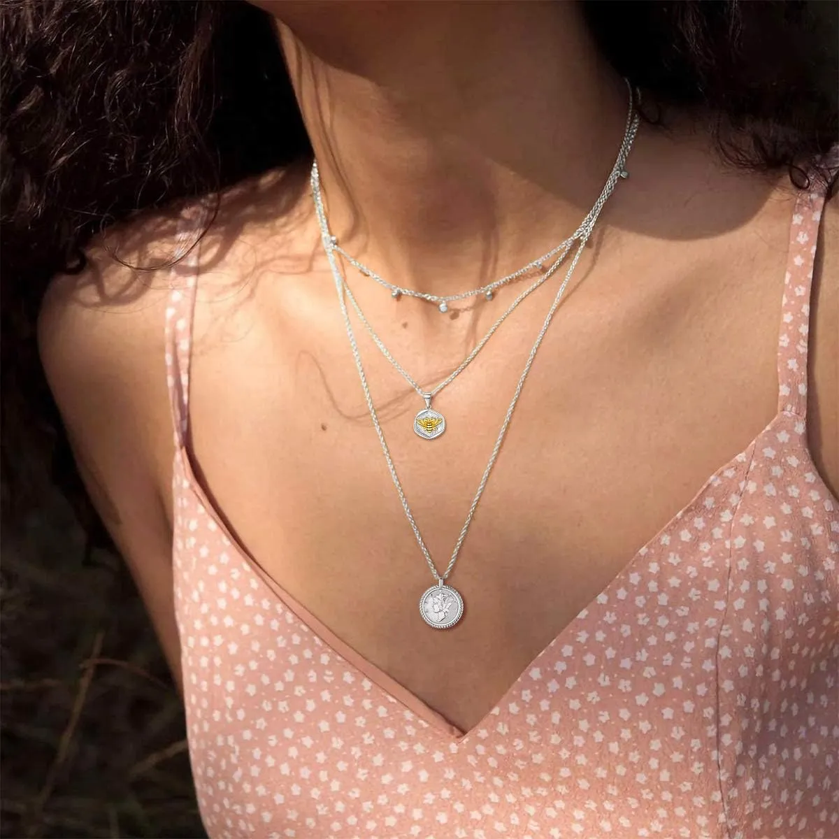 ChicSilver Coin Necklace Sterling Silver Vintage Round Circle Disc Dainty Coin Pendant Necklaces for Women (with Gift Box)
