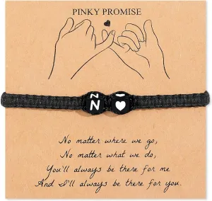 choice of all Initial Bracelets for Women Men Adjustable Letter A-Z Braided Bracelets for Womens Heart Link Sister Women Mom Female Friendship Jewelry for Birthday Christmas