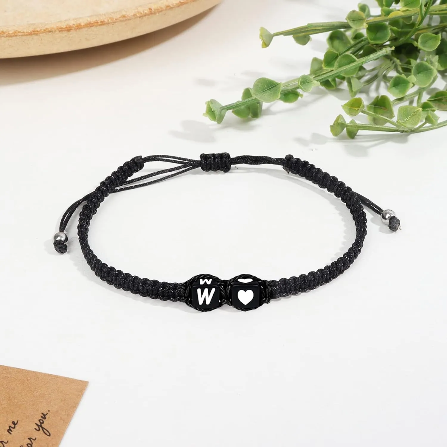 choice of all Initial Bracelets for Women Men Adjustable Letter A-Z Braided Bracelets for Womens Heart Link Sister Women Mom Female Friendship Jewelry for Birthday Christmas