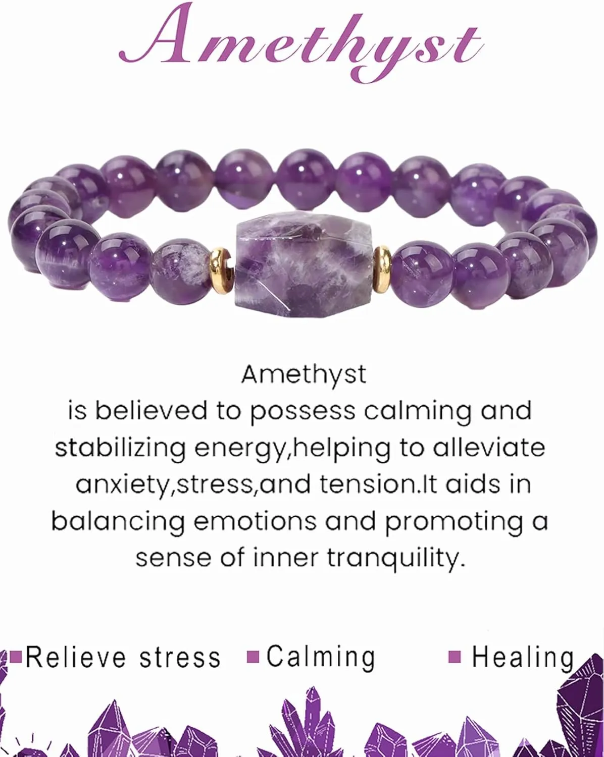 CHTRYTOM     Bracelets for Women Men -  Bead Bracelet   Round Beads Bracelet Amethyst Jewelry