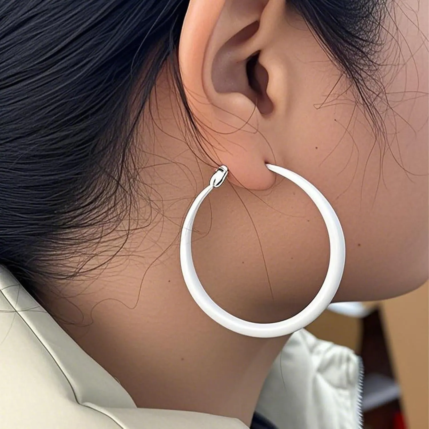 Chunky Hoop Earrings for Women 80s 90s Statement Wide Hoop Earrings Large Trendy Exaggerated Earring Vintage Neon Earrings Jewelry Accessories
