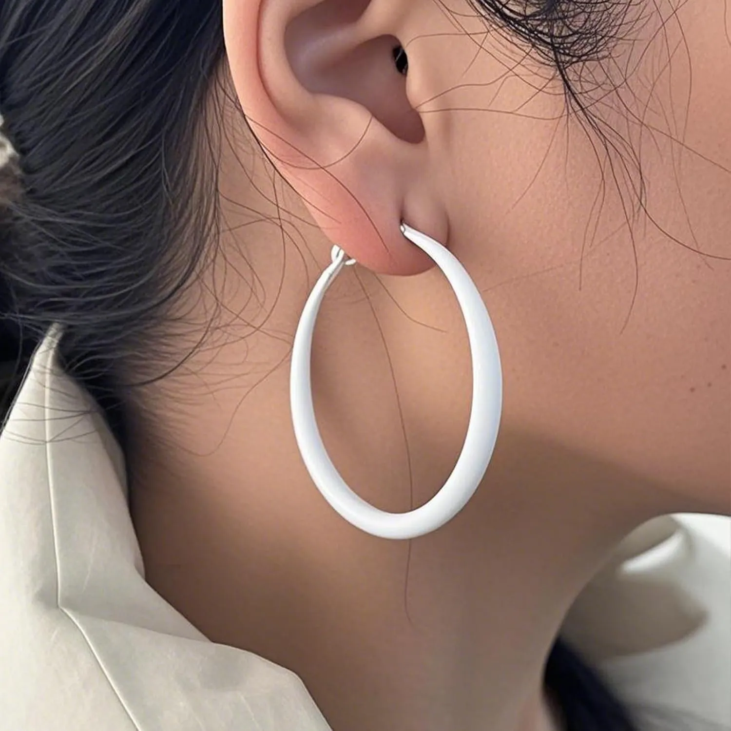 Chunky Hoop Earrings for Women 80s 90s Statement Wide Hoop Earrings Large Trendy Exaggerated Earring Vintage Neon Earrings Jewelry Accessories