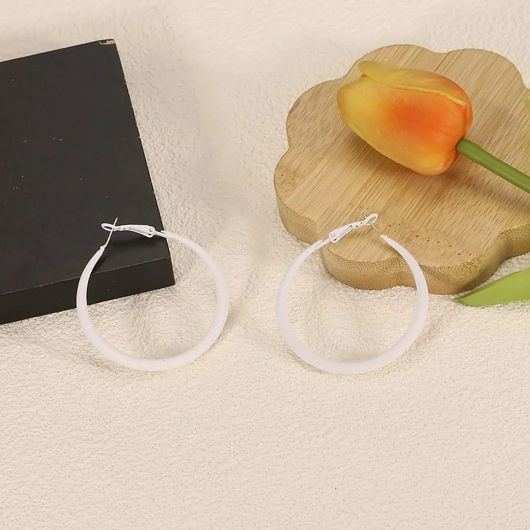 Chunky Hoop Earrings for Women 80s 90s Statement Wide Hoop Earrings Large Trendy Exaggerated Earring Vintage Neon Earrings Jewelry Accessories
