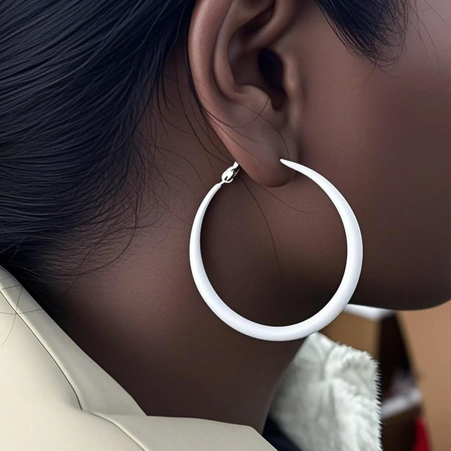 Chunky Hoop Earrings for Women 80s 90s Statement Wide Hoop Earrings Large Trendy Exaggerated Earring Vintage Neon Earrings Jewelry Accessories