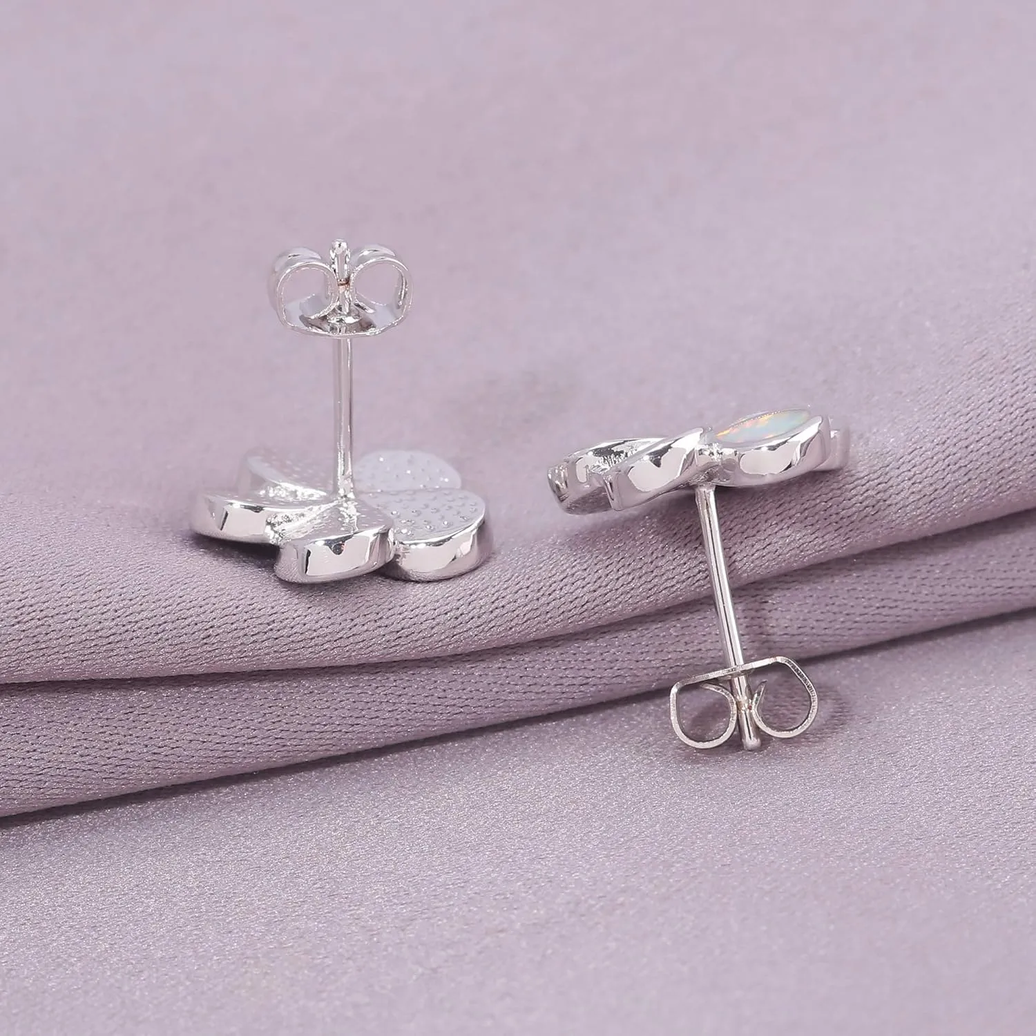 CiNily Gold Plated Flower Shaped Opal Hypoallergenic Stud Earrings Flower Dangle Drop Earrings Jewelry Gift for Women Girls Gemstone Earrings