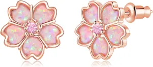 CiNily Mother's Day Gift Opal Stud Earrings for Women Flower Earrings Multi-color Opal Ear Studs 14K Rose Gold | White Gold Hypoallergenic Jewelry for Wedding Birthday Party Birthday Christmas