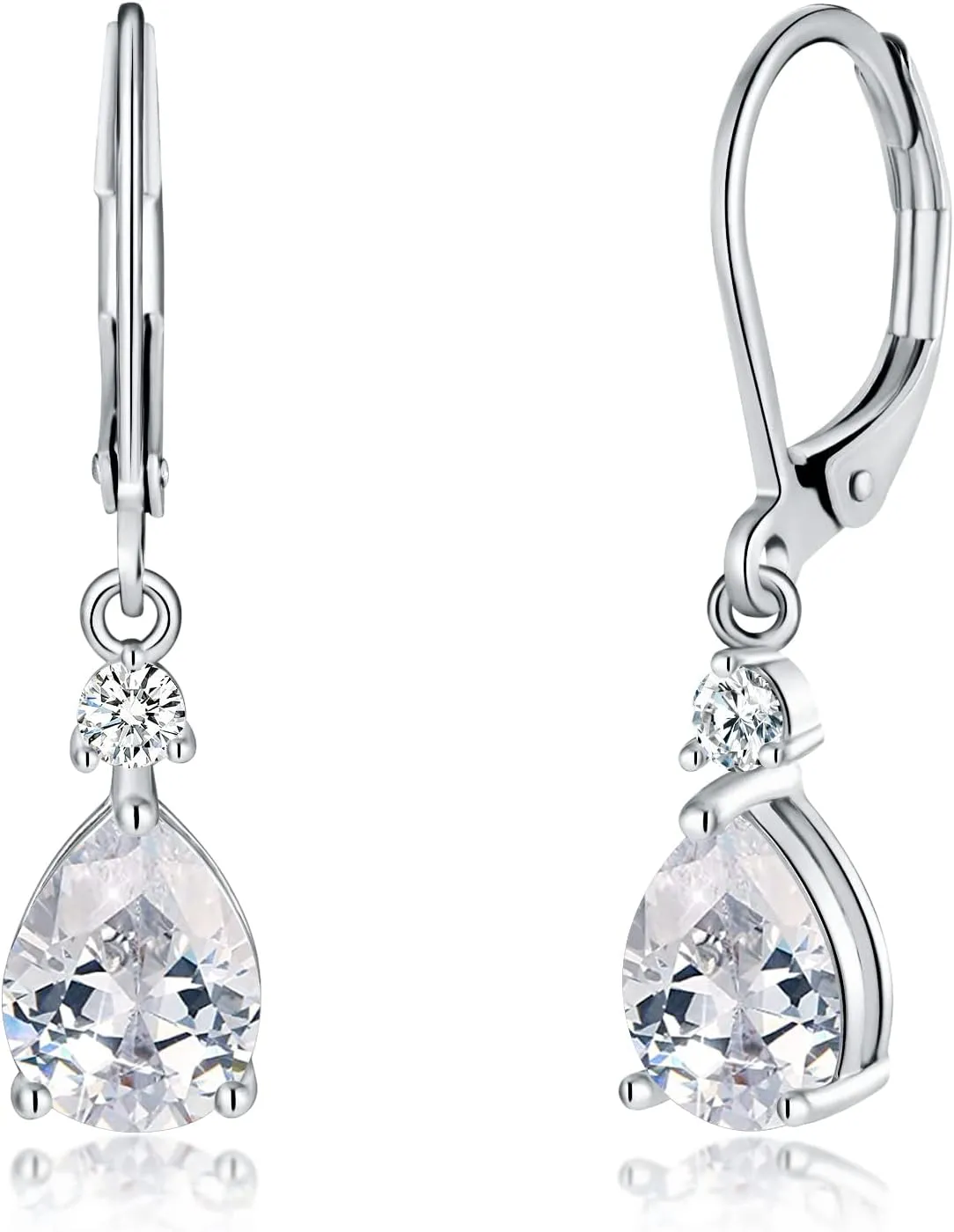 CiNily Teardrop Leverback Dangle Earrings for Women Hypoallergenic 14K Gold Plated Cubic Zircon Drop Earrings Fashion Crystal Earrings for Girls Jewelry Christmas Gifts