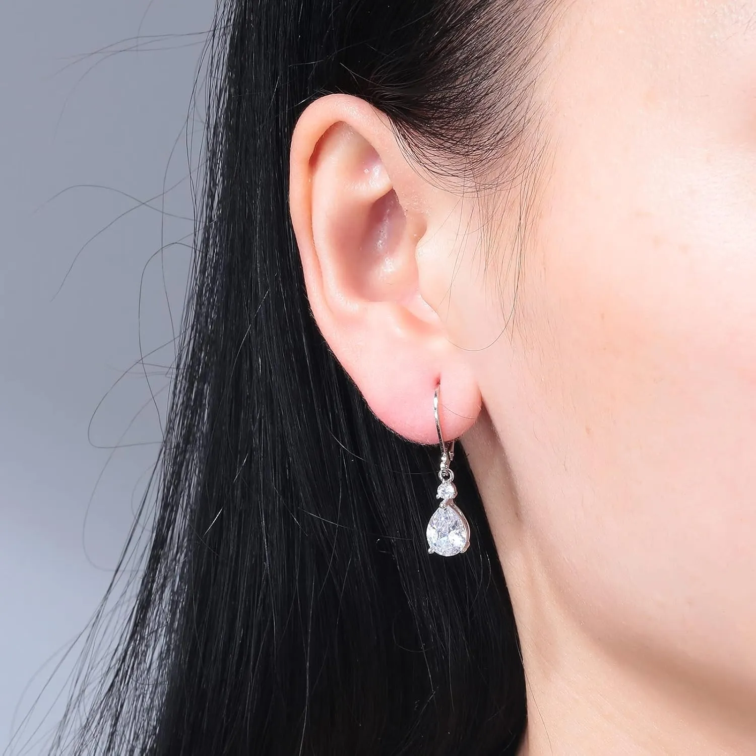 CiNily Teardrop Leverback Dangle Earrings for Women Hypoallergenic 14K Gold Plated Cubic Zircon Drop Earrings Fashion Crystal Earrings for Girls Jewelry Christmas Gifts