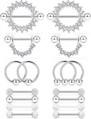 Cisyozi 16G 14G Nipple Piercing Jewelry Tongue Rings Hypoallergenic Surgical Steel Screw Nipple Tongue Shield Ring Barbell Body Piercing Jewelry Retainer for Women 9/16 Inch 14mm
