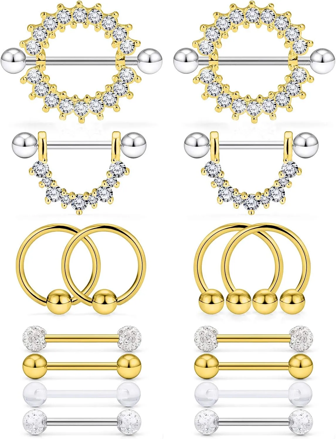 Cisyozi 16G 14G Nipple Piercing Jewelry Tongue Rings Hypoallergenic Surgical Steel Screw Nipple Tongue Shield Ring Barbell Body Piercing Jewelry Retainer for Women 9/16 Inch 14mm