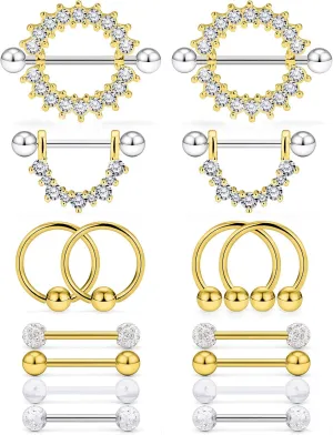 Cisyozi 16G 14G Nipple Piercing Jewelry Tongue Rings Hypoallergenic Surgical Steel Screw Nipple Tongue Shield Ring Barbell Body Piercing Jewelry Retainer for Women 9/16 Inch 14mm