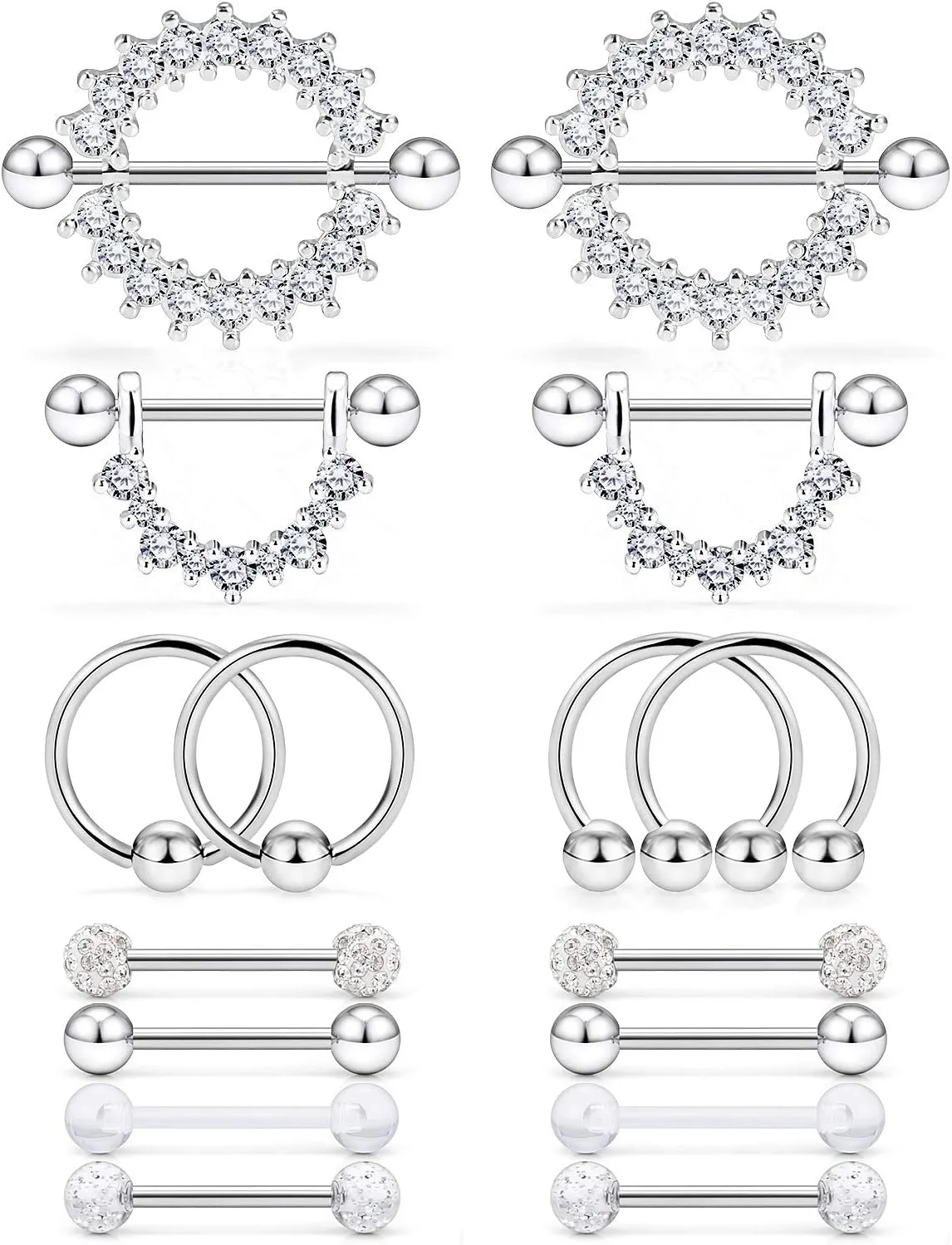 Cisyozi 16G 14G Nipple Piercing Jewelry Tongue Rings Hypoallergenic Surgical Steel Screw Nipple Tongue Shield Ring Barbell Body Piercing Jewelry Retainer for Women 9/16 Inch 14mm
