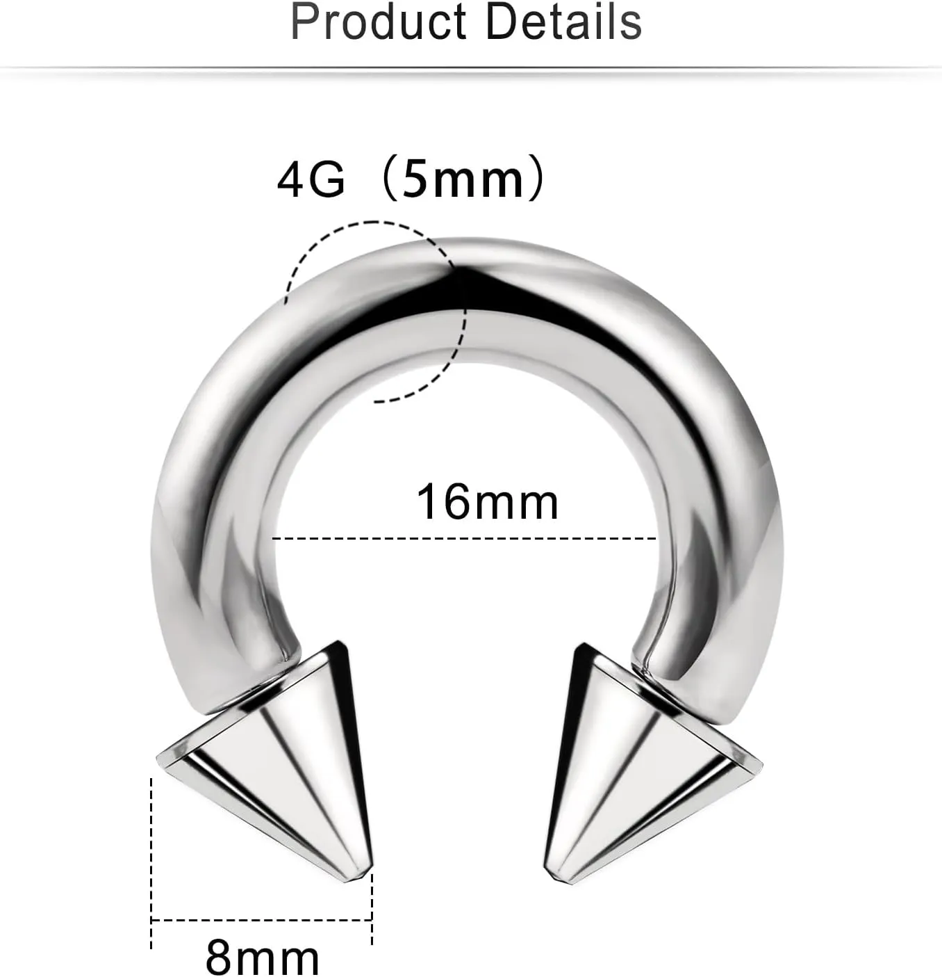 Cisyozi 6G 8G Titaniumm Septum Rings Spike Gauges Tunnels Earrings Stretching kit Hypoallergenic Medical Implant Septum Nose Lip PA Ring Hoop Earring Piercing Jewelry Women Men 12mm 14mm 16mm
