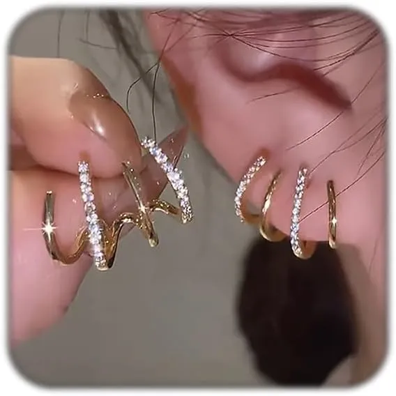 Claw Earrings for Women Gold Silver Cuff Earrings Minimalist Huggie Ear Wrap Piercing Stud Earrings