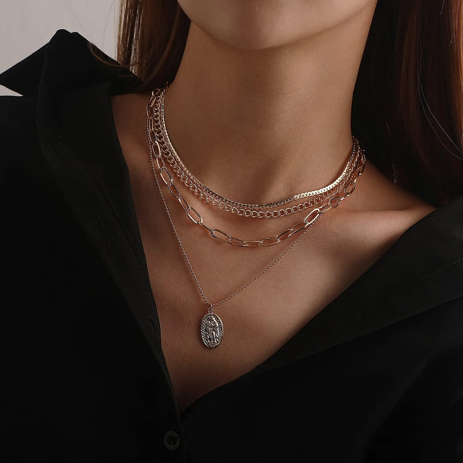 COLORFUL BLING Punk Layered Necklace Snake Bone Choker Necklaces Pendant Minimalist Fashion Necklace Chain Jewelry for Women