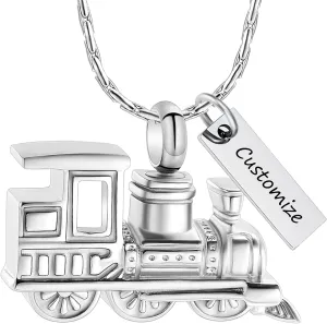 constantlife Cremation Jewelry Memorial Urn Pendant Necklaces for Ashes Small Train Design Ashes Holder Charm Keepsake