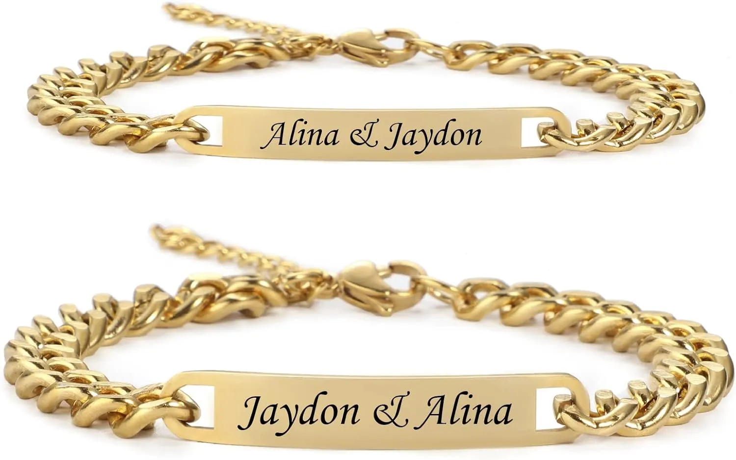 Couple Bracelet with Engrave - Personalized Stainless Steel Bracelet - Custom Engraving for Men and Women - Relationship Matching Couple Jewelry Gift For Her and Him