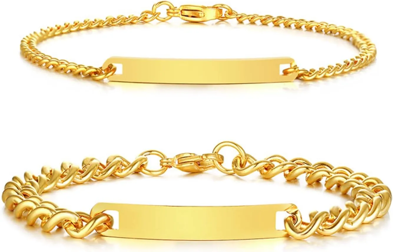 Couple Bracelet with Engrave - Personalized Stainless Steel Bracelet - Custom Engraving for Men and Women - Relationship Matching Couple Jewelry Gift For Her and Him