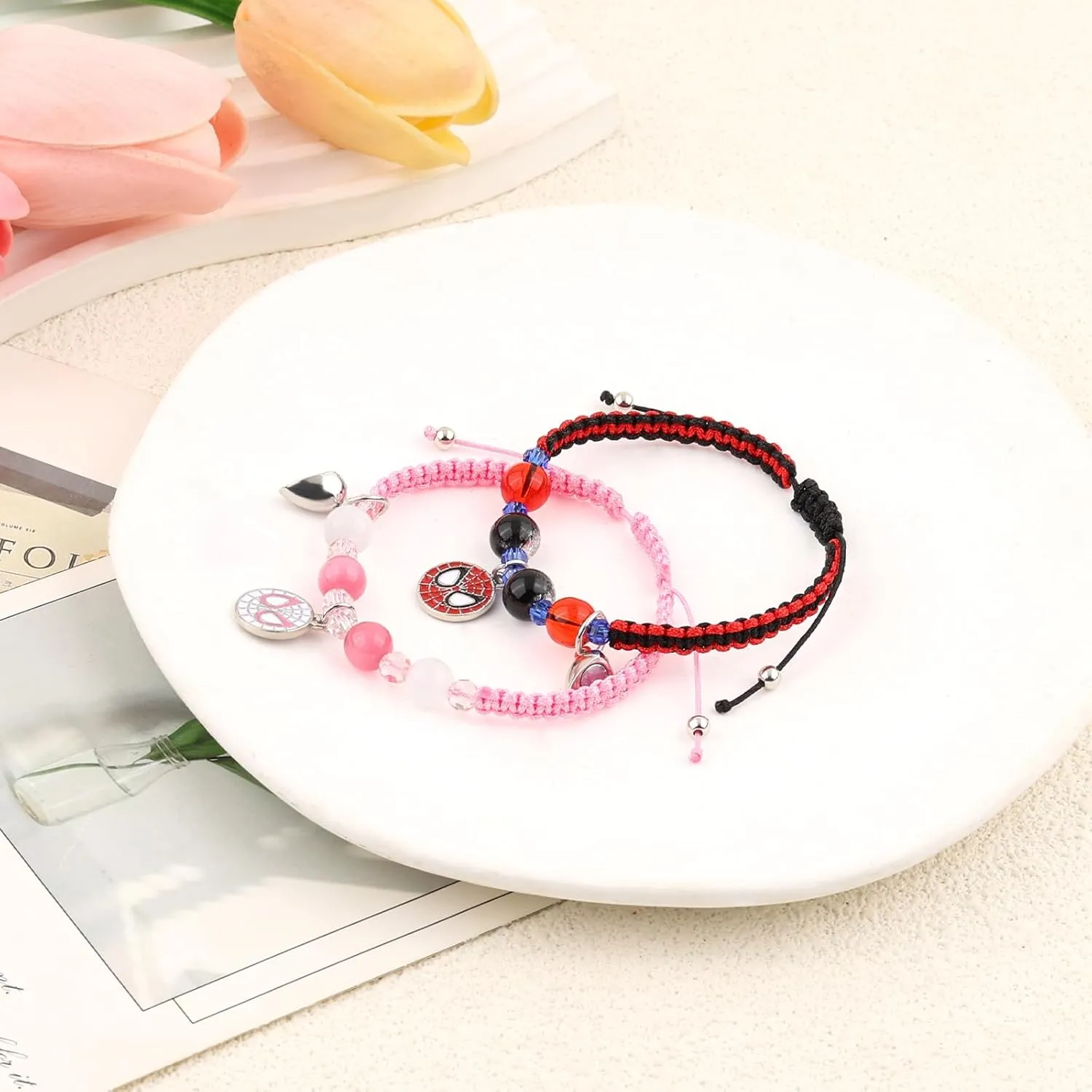 Couples/Friendship Matching Bracelets,Bat/Spider/kitty Bracelets Set, Valentine's Day Birthday Jewelry Gifts for Bf and Gf Soulmate, Matching Gifts for Wife&Husband Daughters&Son BFF