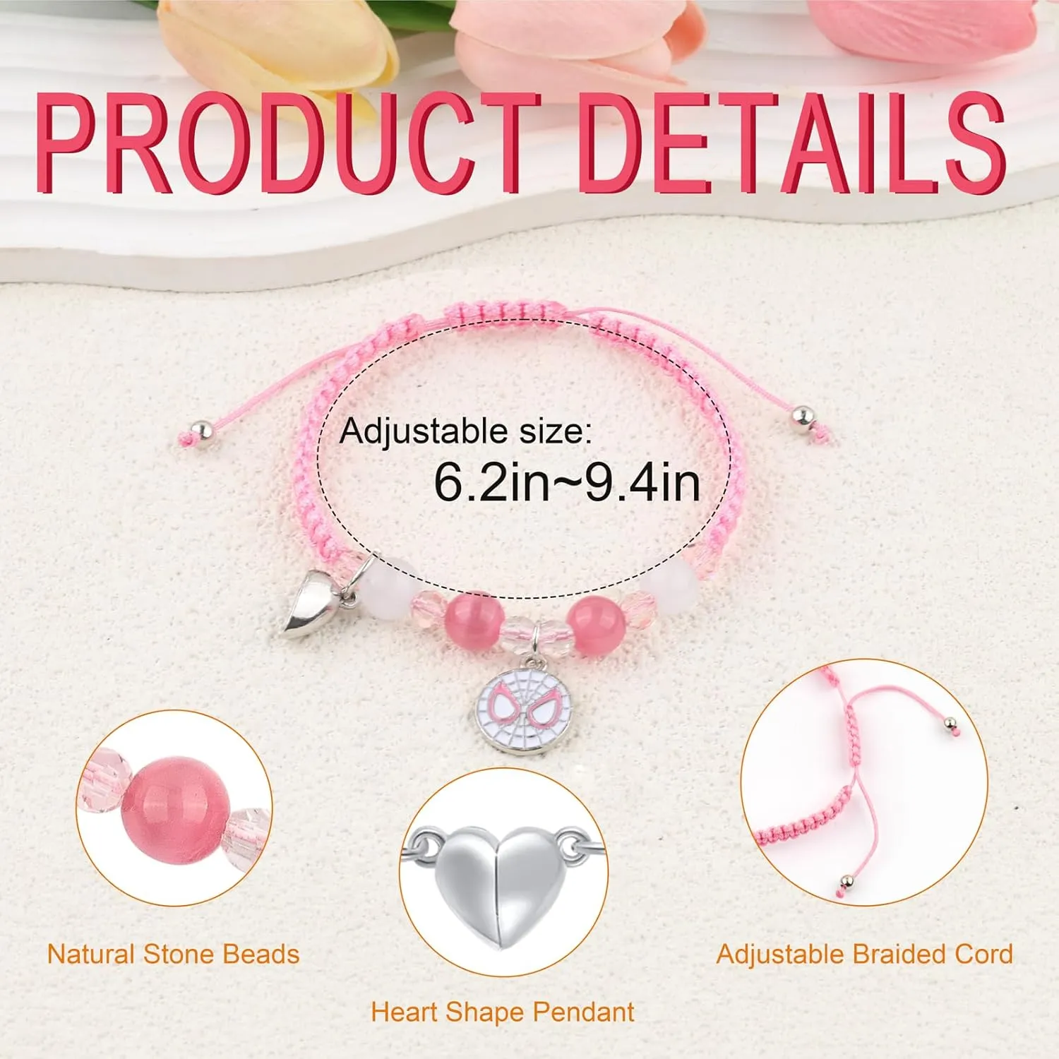 Couples/Friendship Matching Bracelets,Bat/Spider/kitty Bracelets Set, Valentine's Day Birthday Jewelry Gifts for Bf and Gf Soulmate, Matching Gifts for Wife&Husband Daughters&Son BFF