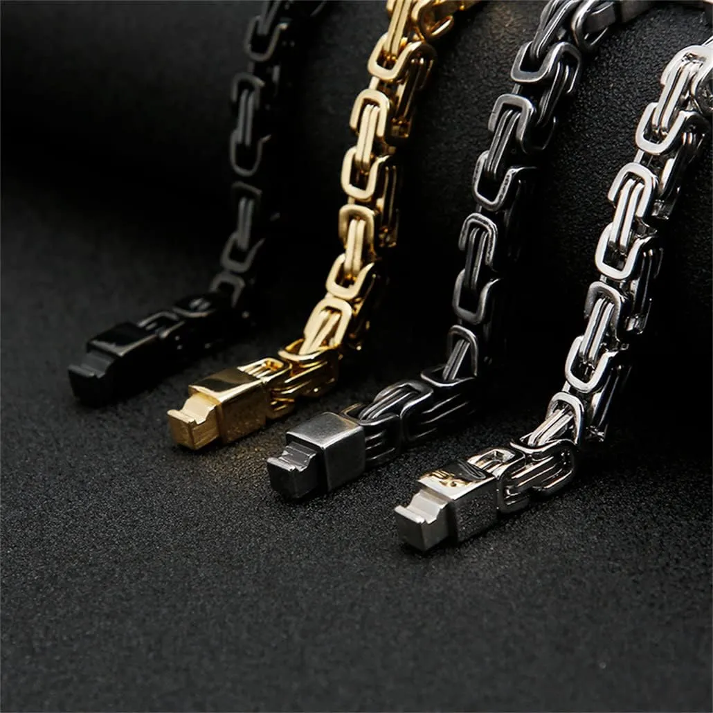 Cross Charm Bracelets for Men 21cm Stainless Steel Byzantine Chain Link Bracelet Armband Prayer Jewelry