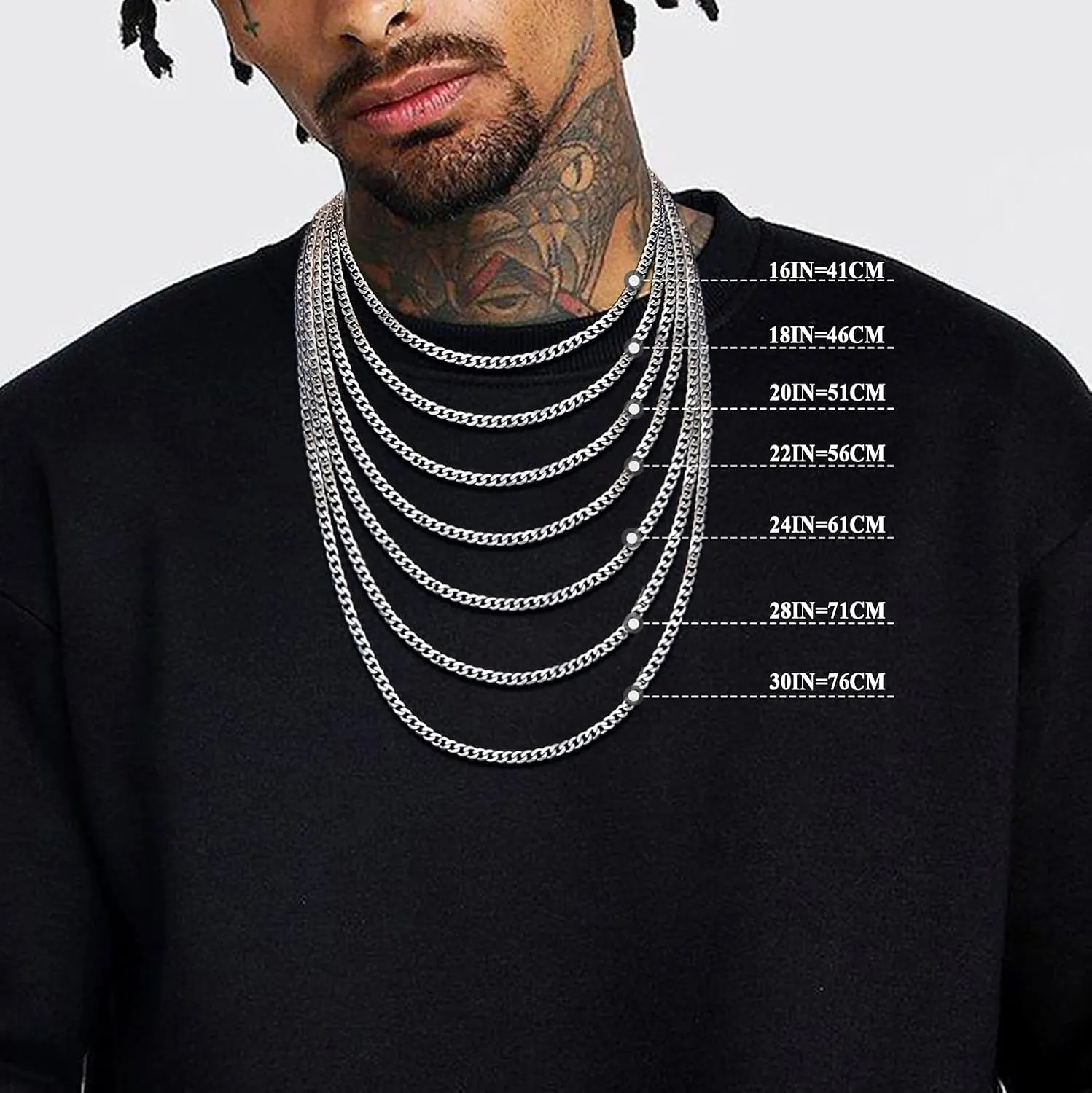 Cross Necklace for Men, 925 Sterling Silver Cross Pendant with Stainless Steel Chain Necklace Crucifix Pendant Silver Cross Chain Necklace Jewelry 16-28 Inches
