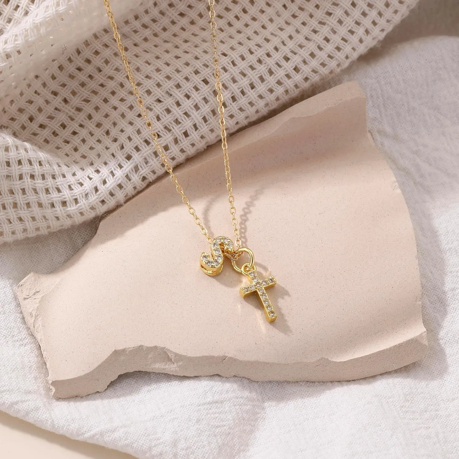 Cross Necklace for Women - 14K Gold Plated Cubic Zirconia Cross Pendant Necklace Faith Necklaces Baptism/christian gifts