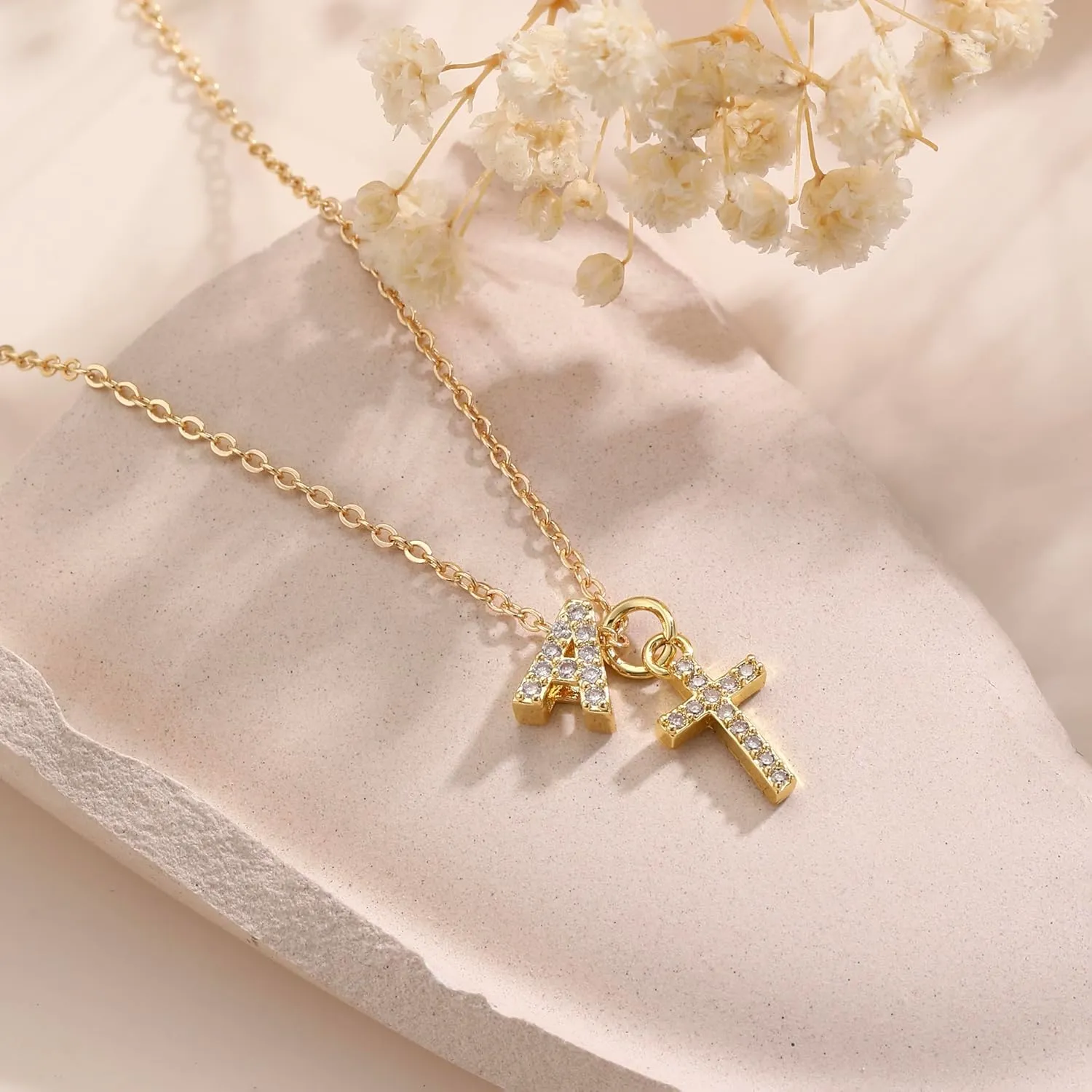 Cross Necklace for Women - 14K Gold Plated Cubic Zirconia Cross Pendant Necklace Faith Necklaces Baptism/christian gifts