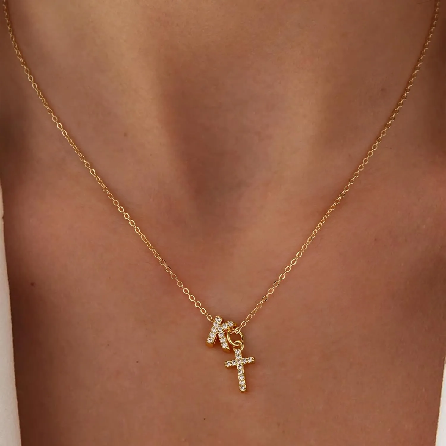 Cross Necklace for Women - 14K Gold Plated Cubic Zirconia Cross Pendant Necklace Faith Necklaces Baptism/christian gifts