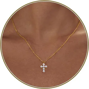 Cross Necklace for Women, Dainty 18K Gold Plated Small Cross Pendant Necklace Simple Gold Cross Necklaces for Women Trendy Gold Jewelry for Women Gift