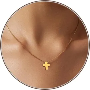 Cross Necklace for Women, Dainty 18K Gold Plated Small Cross Pendant Necklace Simple Gold Cross Necklaces for Women Trendy Gold Jewelry for Women Gift